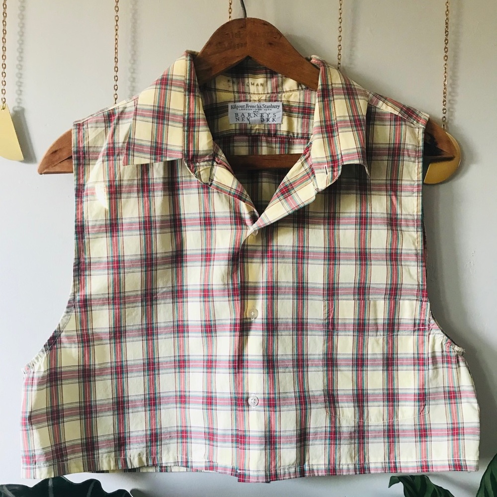 Vintage crop button up plaid Barney’s New York top